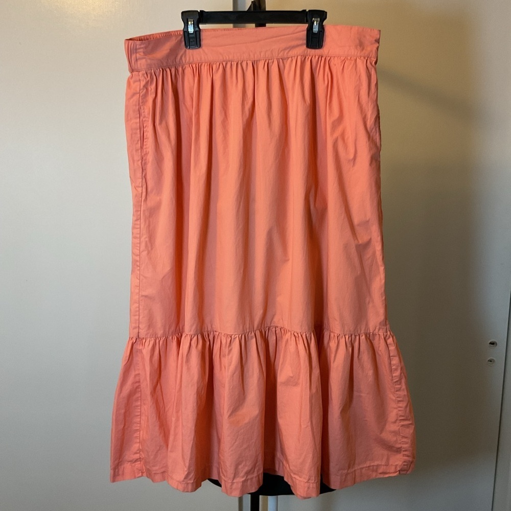 A New Day Coral Peach Tiered Maxi Skirt XL Pockets Boho Summer Midi Pink - Picture 2 of 7